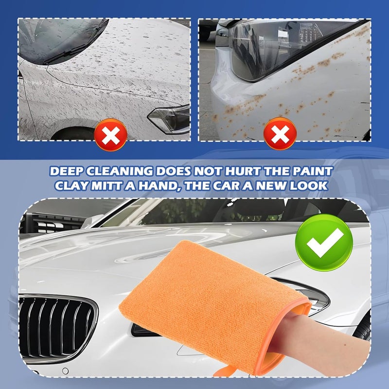 Figpade 2PCS Car Clay Mitt Auto Detailing,Soft Clay Bar Mitt for Cleaning Car Surfaces,Anti-Scratch Clays Mitts for Cars Detailings to Replace Traditional Clays Bar Cars Accessories (Orange/2PCS) - Image 5